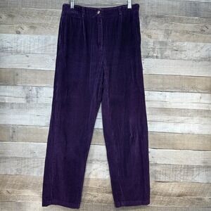 Talbots Vintage Purple Corduroy Pleated‎ Front Pants Women's Size 8